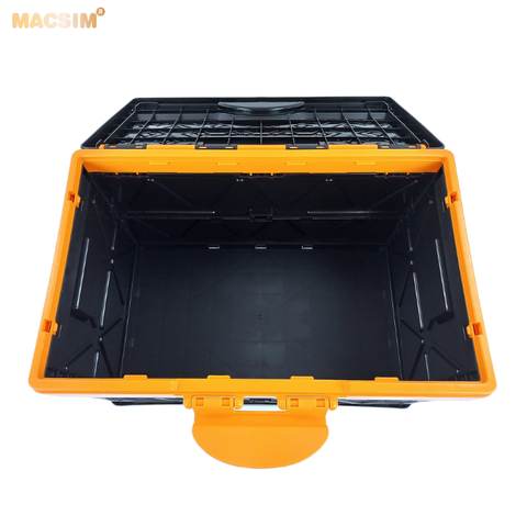 Hộp đựng đồ 48l màu đen pha cam xếp gọn kích thước 50cm x 32cm  x 31cm - hộp đựng đồ trong cốp ô tô nhãn hiệu Macsim chất liệu PP cao cấp