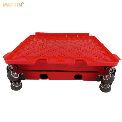 Hộp đựng đồ xếp gọn có bánh, tay kéo tiện ích kích thước 51cm x 55cm x 40cm - hộp đựng đồ trong cốp ô tô - hộp đựng đồ gấp gọn nhãn hiệu Macsim chất liệu PP cao cấp màu đỏ