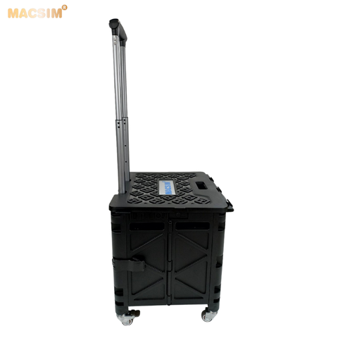 Hộp đựng đồ xếp gọn có bánh, tay kéo tiện ích kích thước 51cm x 55cm  x 40cm - hộp đựng đồ trong cốp ô tô - hộp đựng đồ gấp gọn nhãn hiệu Macsim chất liệu PP cao cấp màu đen