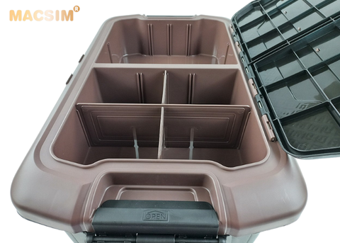 Hộp đựng đồ trên ô tô 60 lít kích thước màu đen nâu 59,5cm x 35,5cm  x 35cm - hộp đựng đồ trong cốp ô tô nhãn hiệu Macsim chất liệu PP cao cấp