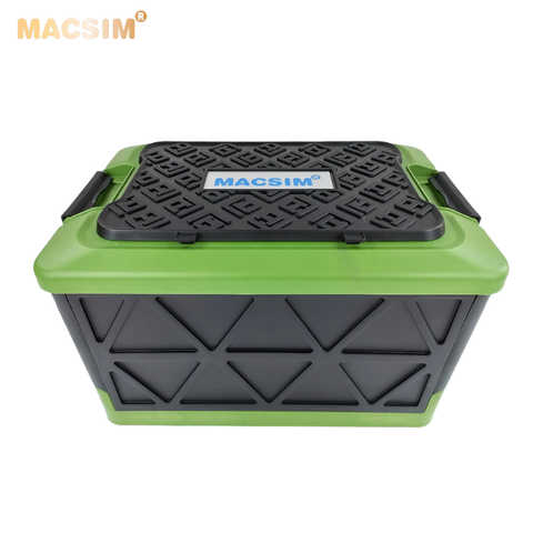 Hộp đựng đồ xếp gọn 2 ngăn  50L kích thước 50cm x 34cm  x 31cm - hộp đựng đồ trong cốp ô tô nhãn hiệu Macsim chất liệu PP cao cấp màu đen pha xanh lá