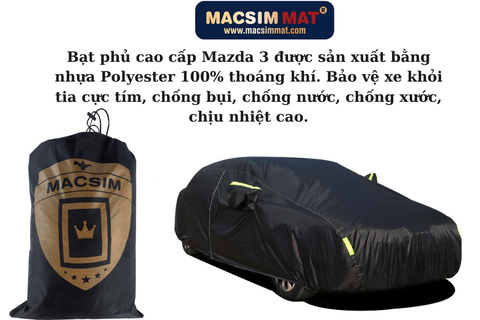 Bạt phủ ô tô Mazda 3 nhãn hiệu Macsim sử dụng trong nhà và ngoài trời chất liệu Polyester - màu đen và màu ghi