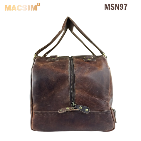 [Túi Da Thật Du Lịch Macsim MSN97 màu nâu – Da Bò Nguyên Miếng | Cổ Điển – Thủ Công – Chính Hãng]