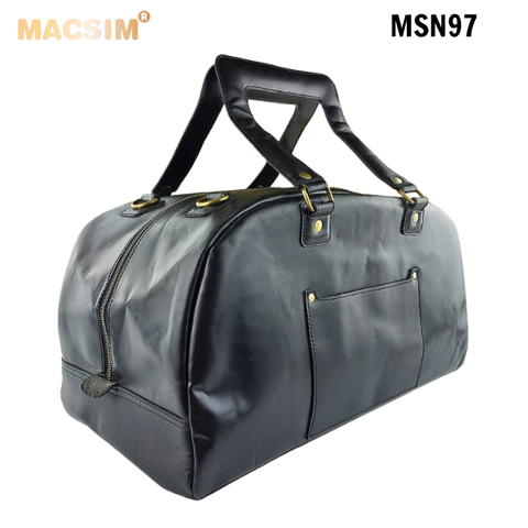 [Túi Da Thật Du Lịch Macsim MSN97 màu đen – Da Bò Nguyên Miếng | Cổ Điển – Thủ Công – Chính Hãng]