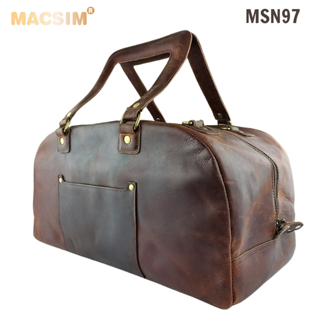 [Túi Da Thật Du Lịch Macsim MSN97 màu nâu – Da Bò Nguyên Miếng | Cổ Điển – Thủ Công – Chính Hãng]