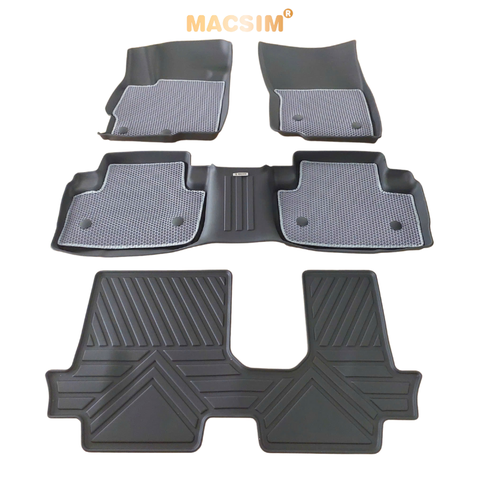 Thảm sd3 dạng lưới lục giác 2 lớp Mitsubishi Outlander 2013- 2024 (màu ghi)  bề mặt cao su siêu sạch nhãn hiệu Macsim