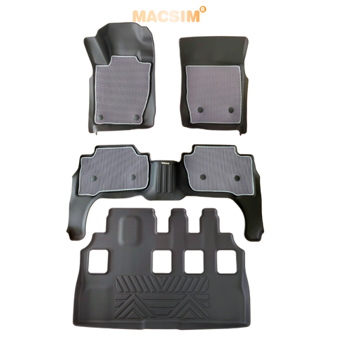 Thảm sd3 dạng lưới lục giác 2 lớp Mitsubishi Pajero sport chốt ngang (màu ghi)  bề mặt cao su siêu sạch nhãn hiệu Macsim
