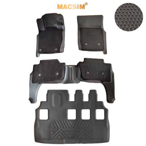 Thảm ô tô sd3 2 lớp dạng lưới lục giác Mitsubishi Pajero Sport (chốt ngang) (đen) - bề mặt cao su siêu sạch - Macsim