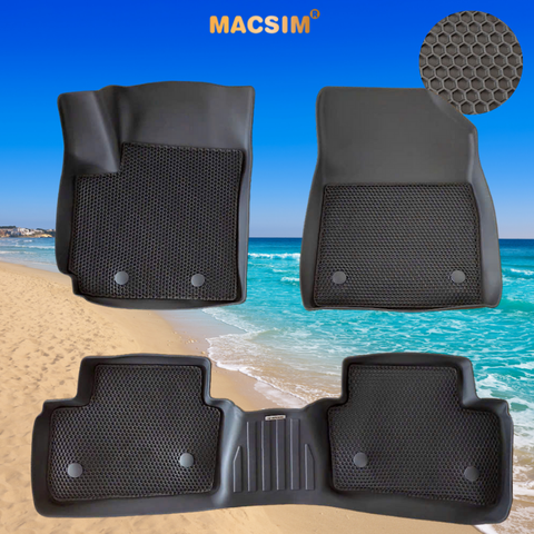Thảm 2 lớp sd3 dạng lưới lục giác Hyundai Creta (đen) - bề mặt cao su siêu sạch - Macsim