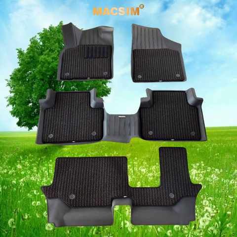 Thảm 2 lớp xe  3 hàng ghế Volkswagen Teramont ( 7 seat) Macsim 3W chất liệu nhựa TPE đúc khuôn cao cấp - màu đen