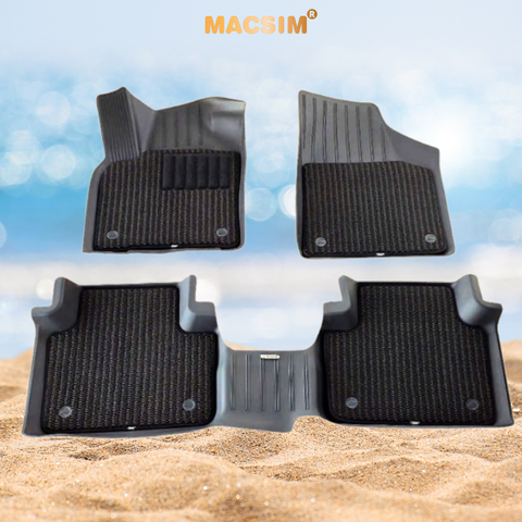 Thảm 2 lớp xe 2 hàng ghế Volkswagen Teramont X ( 5 seat) Macsim 3W chất liệu nhựa TPE đúc khuôn cao cấp - màu đen