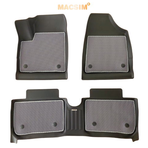 Thảm sd3 dạng lưới lục giác 2 lớp Vinfast Herio Green (màu ghi)  bề mặt cao su siêu sạch nhãn hiệu Macsim