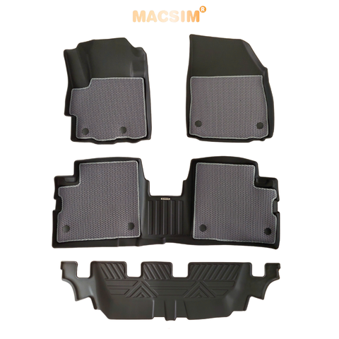 Thảm sd3 dạng lưới lục giác 2 lớp Mitsubishi Xpander (màu ghi)  bề mặt cao su siêu sạch nhãn hiệu Macsim