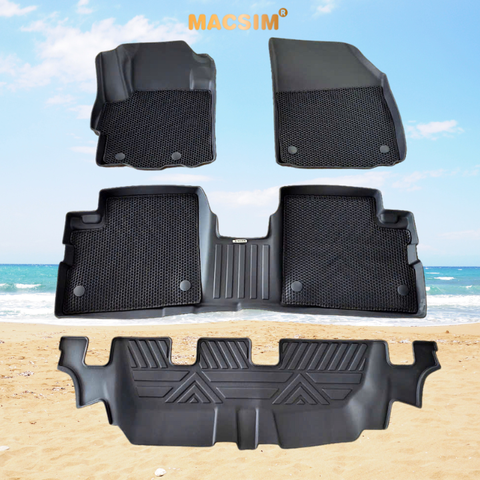 Thảm sd3 dạng lưới lục giác 2 lớp Mitsubishi Xpander (màu đen)  bề mặt cao su siêu sạch nhãn hiệu Macsim