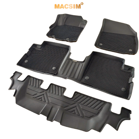 Thảm sd3 dạng lưới lục giác 2 lớp Mitsubishi Xpander (màu đen)  bề mặt cao su siêu sạch nhãn hiệu Macsim