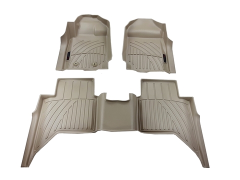 Thảm lót sàn xe ô tô Ford Ranger/ Ford Raptor  2012-2020 Nhãn hiệu Macsim chất liệu nhựa TPV cao cấp màu be