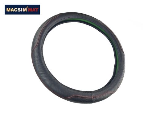Bọc vô lăng ô tô Macsim mã L612 màu đen da thật cao cấp-khâu tay-lõi silicon