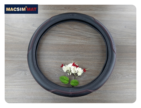 Bọc vô lăng ô tô Macsim mã L612 màu đen da thật cao cấp-khâu tay-lõi silicon