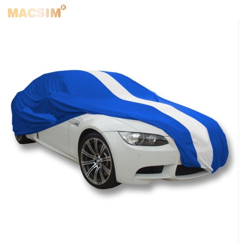 Bạt Phủ Xe ô tô Sedan 2XL – Thun Co Giãn Xanh Sọc Trắng, Ôm Form Xe