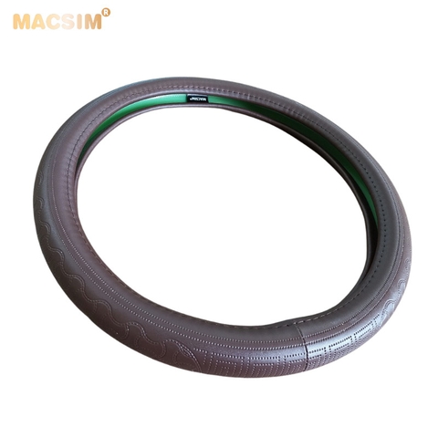 Bọc vô lăng cao cấp Macsim mã L620 mới chất liệu da thật - Khâu tay 100% size M màu  cafe