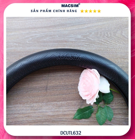 Bọc vô lăng E34 VF3, VF5, VF8, VF9 da thật lõi cao su non mã Dcut L632-2 màu đen
