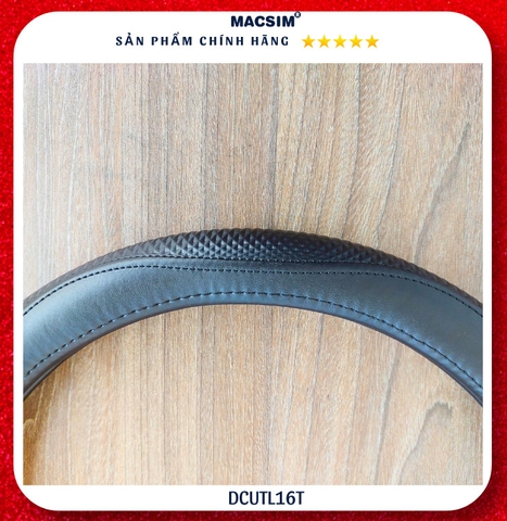 Bọc vô lăng ô tô da thật lõi cao su non mã Dcut L16T-2 màu đen