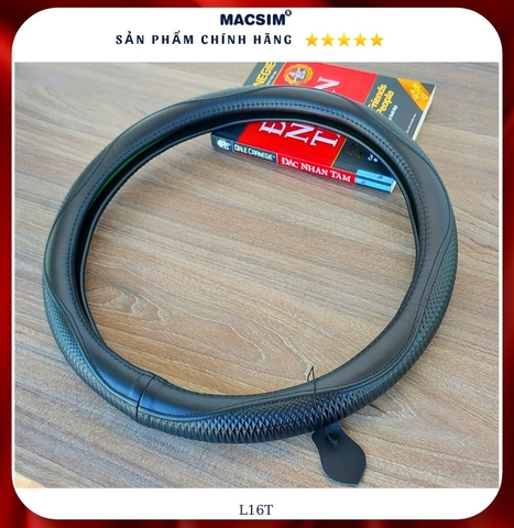 Bọc Vô Lăng Ô Tô Toyota Fortuner MACSIM – L16T tròn – Da thật màu đen. lõi silicon