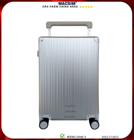 Vali hợp kim nhôm cao cấp Macsim MSLV1803 cỡ 20 inches, 24inches màu bạc hàng loại 1