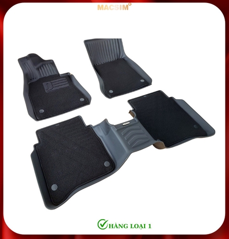 Thảm lót sàn ô tô 2 lớp cao cấp dành cho xe Mercedes S 2021+ (qd) nhãn hiệu Macsim chất liệu TPE màu đen