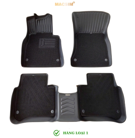 Thảm lót sàn ô tô 2 lớp cao cấp dành cho xe Mercedes S 2014-2020 (qd) nhãn hiệu Macsim chất liệu TPE màu đen