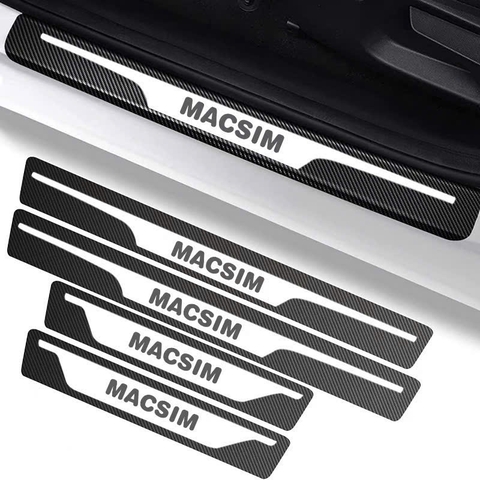 Miếng dán/ decal bảo vệ bậc cửa ô tô – Carbon loại dày – 4 miếng – Chống xước – Dán dễ – Size nhỏ/lớn tùy xe