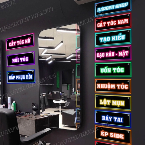 Bảng Decal giả Led các dịch vụ tiệm tóc