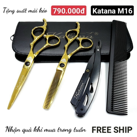 Bộ kéo cắt tỉa tóc nam nữ chuyên nghiệp tốt nhất Katana M16 - Chính hãng 6.0 (Quà tặng)
