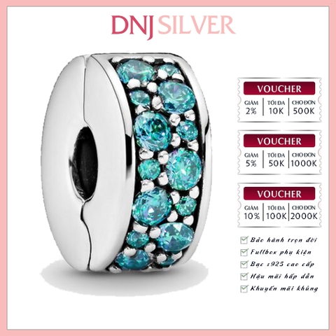 [Chính hãng] Charm bạc 925 cao cấp - Charm Teal Pavé Clip thích hợp để mix vòng tay charm bạc cao cấp - DN621