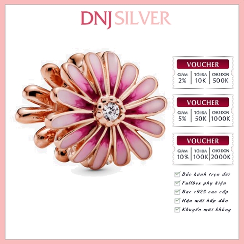 [Chính hãng] Charm bạc 925 cao cấp - Charm RoseGold Pink Daisy thích hợp để mix vòng tay charm bạc cao cấp - DN553
