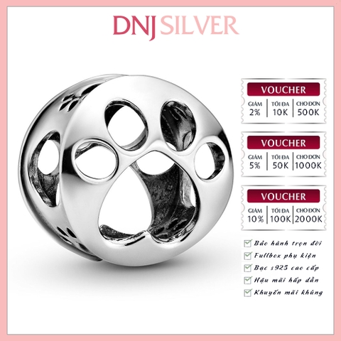 [Chính hãng] Charm bạc 925 cao cấp - Charm Openwork Paw Print thích hợp để mix vòng tay charm bạc cao cấp - DN551