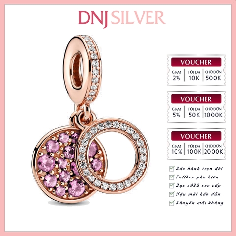 [Chính hãng] Charm bạc 925 cao cấp - Charm Sparkling Pink Disc Double Dangle thích hợp để mix vòng tay charm bạc cao cấp - DN707