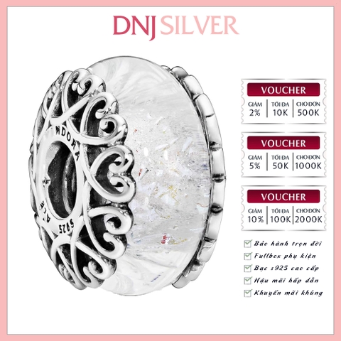 [Chính hãng] Charm bạc 925 cao cấp - Charm Iridescent White Murano Glass thích hợp để mix vòng tay charm bạc cao cấp - DN686