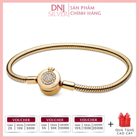 Vòng tay charm bạc 925 cao cấp - Vòng charm Moments Sparkling Crown O Snake Chain - Vòng tay dành cho nam và nữ - Vòng mềm