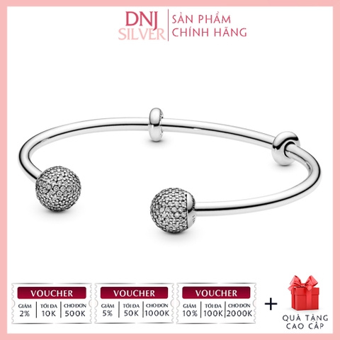 Vòng tay charm bạc 925 cao cấp - Vòng charm Moments Open Pavé Bangle - Vòng tay dành cho nam và nữ