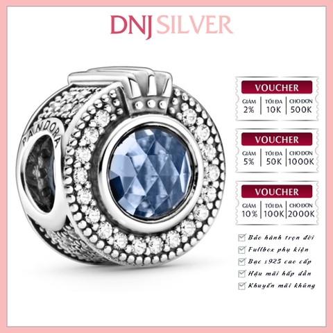 [Chính hãng] Charm bạc 925 cao cấp - Charm Sparkling Blue Crown O thích hợp để mix vòng tay charm bạc cao cấp - DN033