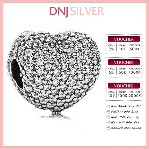 [Chính hãng] Charm bạc 925 cao cấp - Charm Open My Heart Pave Clip thích hợp để mix vòng tay charm bạc cao cấp - DN457