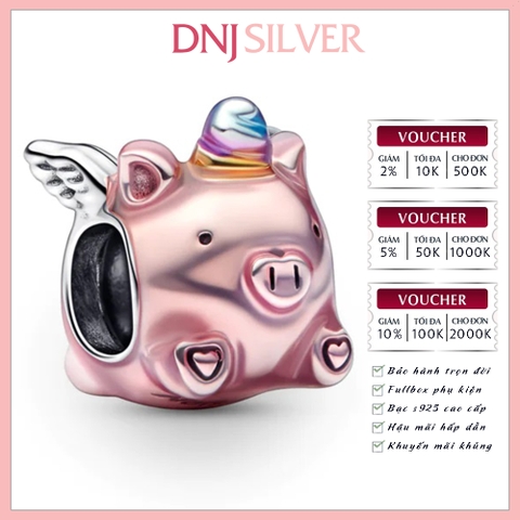 [Chính hãng] Charm bạc 925 cao cấp - Charm Flying Unicorn Pig thích hợp để mix vòng tay charm bạc cao cấp - DN490