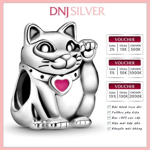 [Chính hãng] Charm bạc 925 cao cấp - Charm Waving Fortune Cat thích hợp để mix vòng tay charm bạc cao cấp - DN396