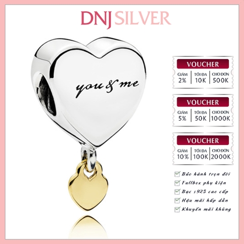 [Chính hãng] Charm bạc 925 cao cấp - Charm Two Hearts You and Me thích hợp để mix vòng tay charm bạc cao cấp - DN296