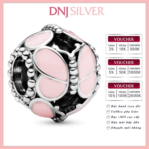 [Chính hãng] Charm bạc 925 cao cấp - Charm Pink Butterfly thích hợp để mix vòng tay charm bạc cao cấp - DN221