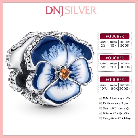 [Chính hãng] Charm bạc 925 cao cấp - Charm Blue Pansy Flower thích hợp để mix vòng tay charm bạc cao cấp - DN057