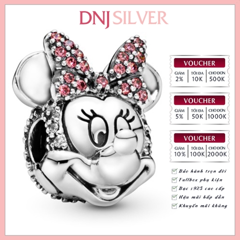 [Chính hãng] Charm bạc 925 cao cấp - Charm Disney Minnie Mouse Pink Pavé Bow Clip thích hợp để mix vòng tay charm bạc cao cấp - DN278