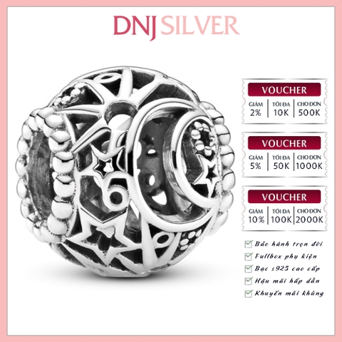 [Chính hãng] Charm bạc 925 cao cấp - Charm Openwork Sun, Stars & Moon thích hợp để mix vòng tay charm bạc cao cấp - DN015