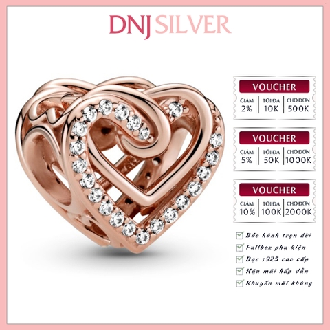 [Chính hãng] Charm bạc 925 cao cấp - Charm Sparkling Entwined Hearts thích hợp để mix vòng tay charm bạc cao cấp - DN271